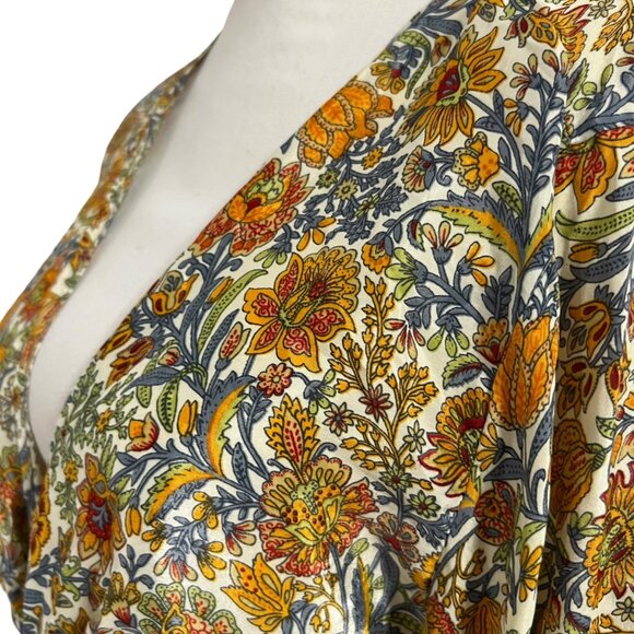 Gardenbell Shop Boho Cottage Folk Coachella Bell Sleeve Silk Wrap Top OS - Picture 5 of 11